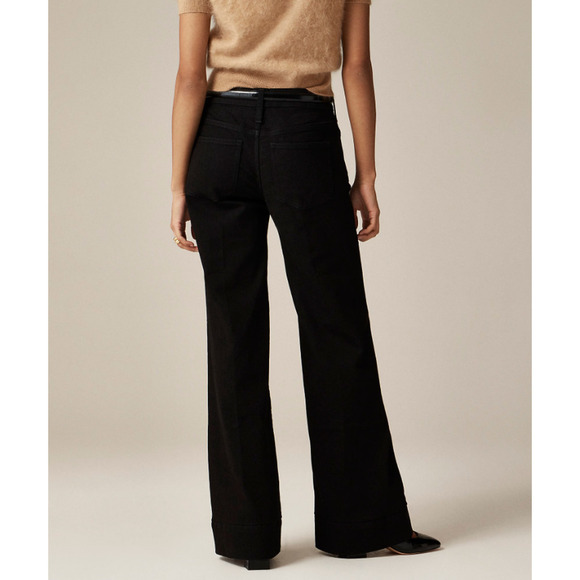 J.Crew Low Rise Denim Trouser 1996 semi-stretch Wide Leg Jean Black 29P NWT - Picture 3 of 9